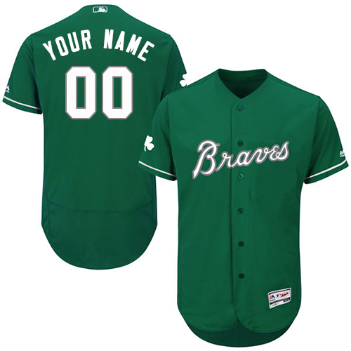 Men's Majestic Atlanta Braves Customized Green Celtic Flexbase Authentic Collection MLB Jersey