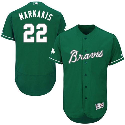 Men's Majestic Atlanta Braves #22 Nick Markakis Green Celtic Flexbase Authentic Collection MLB Jersey
