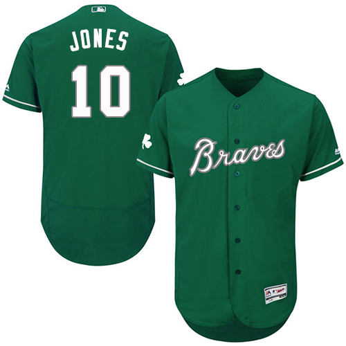 Men's Majestic Atlanta Braves #10 Chipper Jones Green Celtic Flexbase Authentic Collection MLB Jersey