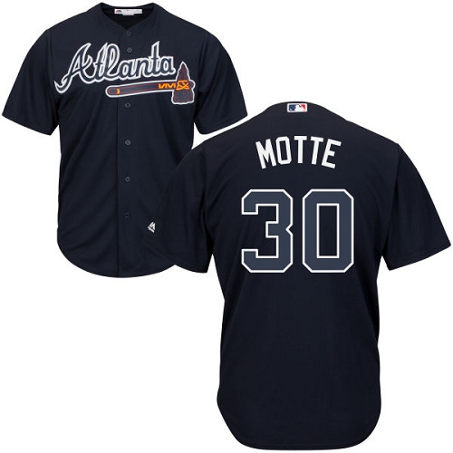 Youth Majestic Atlanta Braves #30 Jason Motte Authentic Blue Alternate Road Cool Base MLB Jersey