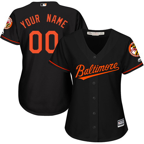 Women's Majestic Baltimore Orioles Customized Replica Black Alternate Cool Base MLB Jersey