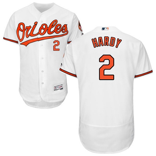 Men's Majestic Baltimore Orioles #2 J.J. Hardy Authentic White Home Cool Base MLB Jersey