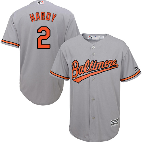 Men's Majestic Baltimore Orioles #2 J.J. Hardy Replica Grey Road Cool Base MLB Jersey