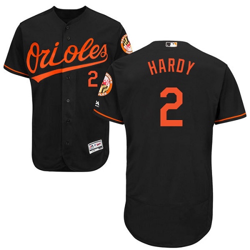 Men's Majestic Baltimore Orioles #2 J.J. Hardy Authentic Black Alternate Cool Base MLB Jersey