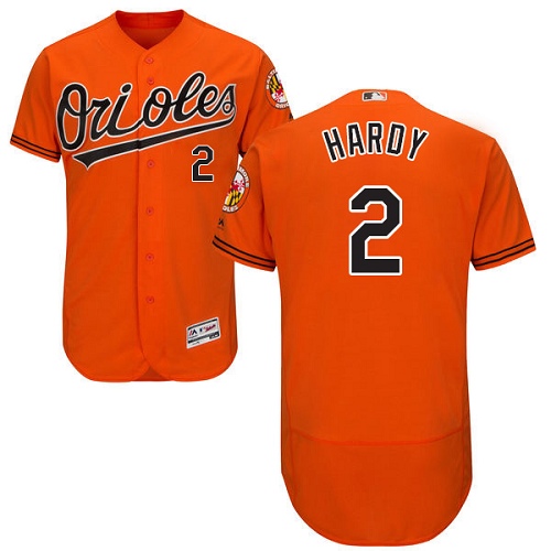 Men's Majestic Baltimore Orioles #2 J.J. Hardy Authentic Orange Alternate Cool Base MLB Jersey