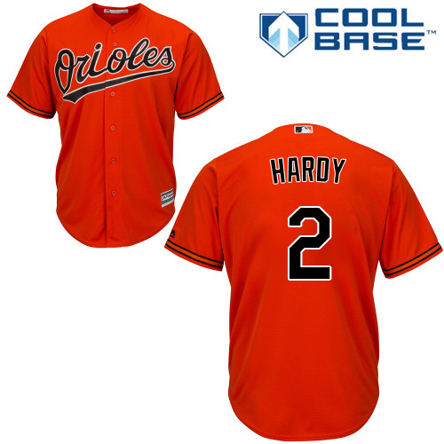 Men's Majestic Baltimore Orioles #2 J.J. Hardy Replica Orange Alternate Cool Base MLB Jersey