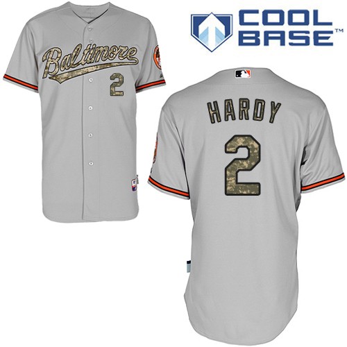 Men's Majestic Baltimore Orioles #2 J.J. Hardy Replica Grey USMC Cool Base MLB Jersey