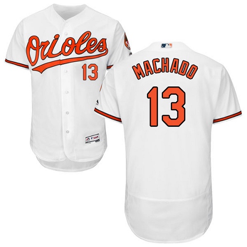 Men's Majestic Baltimore Orioles #13 Manny Machado Authentic White Home Cool Base MLB Jersey
