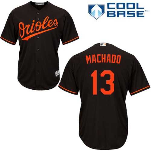 Men's Majestic Baltimore Orioles #13 Manny Machado Replica Black Alternate Cool Base MLB Jersey
