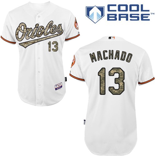 Men's Majestic Baltimore Orioles #13 Manny Machado Authentic White USMC Cool Base MLB Jersey