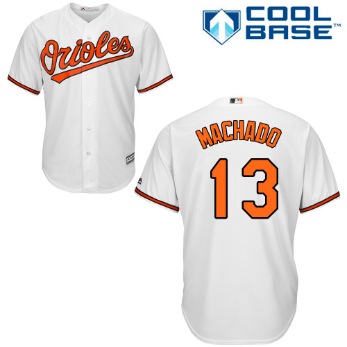 Youth Majestic Baltimore Orioles #13 Manny Machado Replica White Home Cool Base MLB Jersey