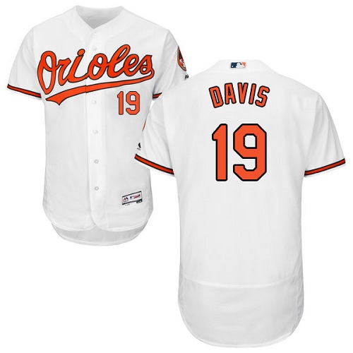 Men's Majestic Baltimore Orioles #19 Chris Davis Authentic White Home Cool Base MLB Jersey