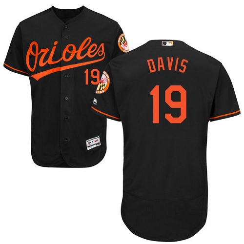 Men's Majestic Baltimore Orioles #19 Chris Davis Authentic Black Alternate Cool Base MLB Jersey