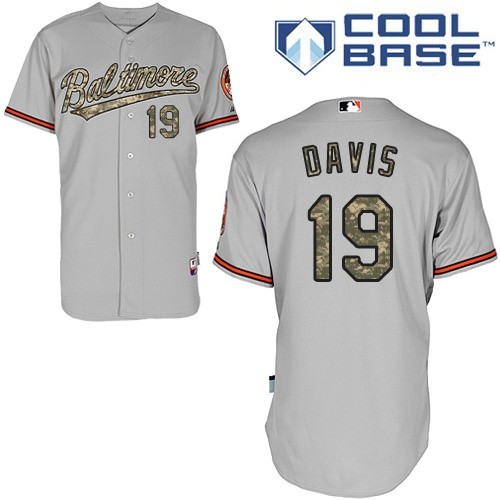 Men's Majestic Baltimore Orioles #19 Chris Davis Authentic Grey USMC Cool Base MLB Jersey