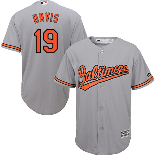 Youth Majestic Baltimore Orioles #19 Chris Davis Replica Grey Road Cool Base MLB Jersey