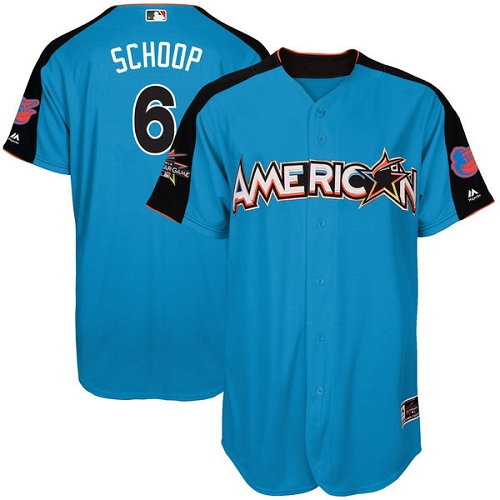 Men's Majestic Baltimore Orioles #6 Jonathan Schoop Authentic Blue American League 2017 MLB All-Star MLB Jersey