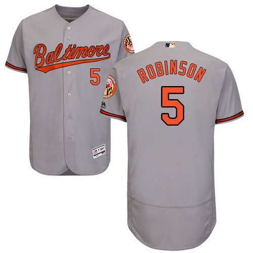 Men's Majestic Baltimore Orioles #5 Brooks Robinson Authentic Grey Road Cool Base MLB Jersey