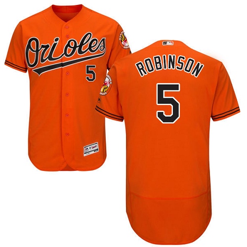 Men's Majestic Baltimore Orioles #5 Brooks Robinson Authentic Orange Alternate Cool Base MLB Jersey