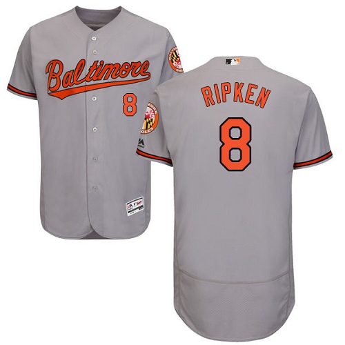 Men's Majestic Baltimore Orioles #8 Cal Ripken Authentic Grey Road Cool Base MLB Jersey