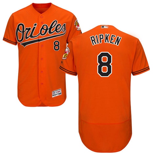 Men's Majestic Baltimore Orioles #8 Cal Ripken Authentic Orange Alternate Cool Base MLB Jersey