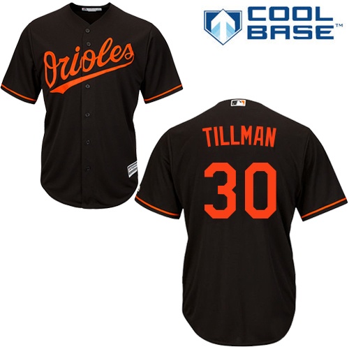 Men's Majestic Baltimore Orioles #30 Chris Tillman Replica Black Alternate Cool Base MLB Jersey