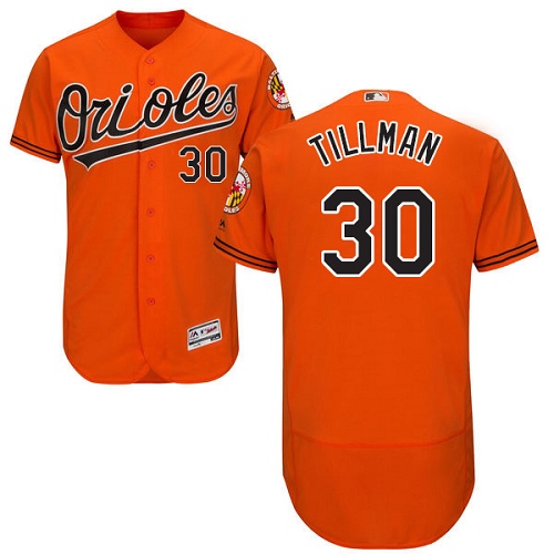 Men's Majestic Baltimore Orioles #30 Chris Tillman Authentic Orange Alternate Cool Base MLB Jersey