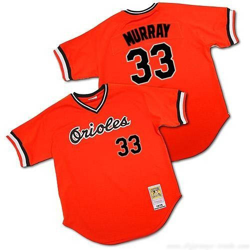 Men's Mitchell and Ness Baltimore Orioles #33 Eddie Murray Replica Orange Throwback MLB Jersey