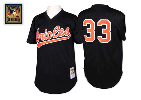 Men's Mitchell and Ness Baltimore Orioles #33 Eddie Murray Replica Black Throwback MLB Jersey