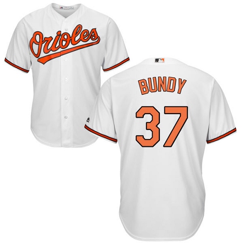 Men's Majestic Baltimore Orioles #37 Dylan Bundy Replica White Home Cool Base MLB Jersey