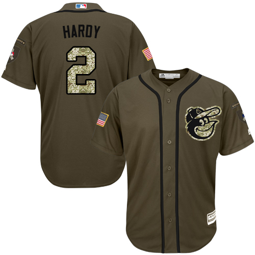 Men's Majestic Baltimore Orioles #2 J.J. Hardy Replica Green Salute to Service MLB Jersey
