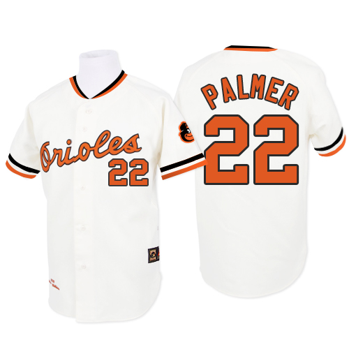 Men's Mitchell and Ness 1970 Baltimore Orioles #22 Jim Palmer Authentic White Throwback MLB Jersey