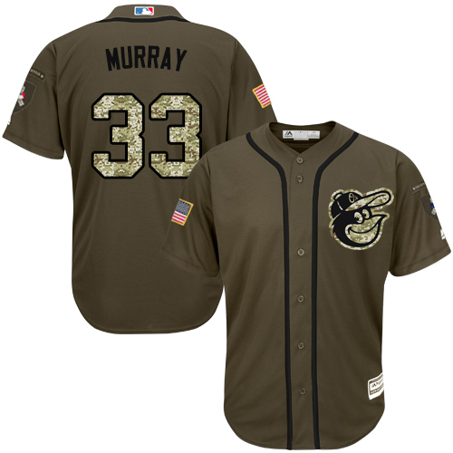 Men's Majestic Baltimore Orioles #33 Eddie Murray Authentic Green Salute to Service MLB Jersey