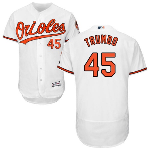 Men's Majestic Baltimore Orioles #45 Mark Trumbo White Flexbase Authentic Collection MLB Jersey