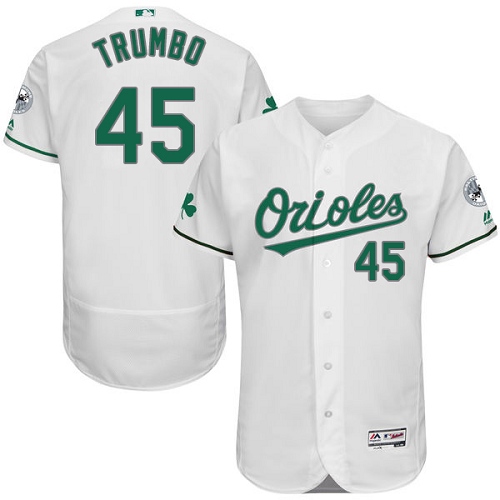 Men's Majestic Baltimore Orioles #45 Mark Trumbo White Celtic Flexbase Authentic Collection MLB Jersey