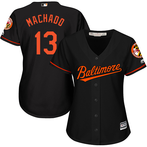 Women's Majestic Baltimore Orioles #13 Manny Machado Authentic Black Alternate Cool Base MLB Jersey