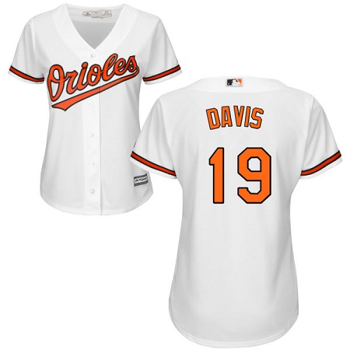 Women's Majestic Baltimore Orioles #19 Chris Davis Authentic White Home Cool Base MLB Jersey