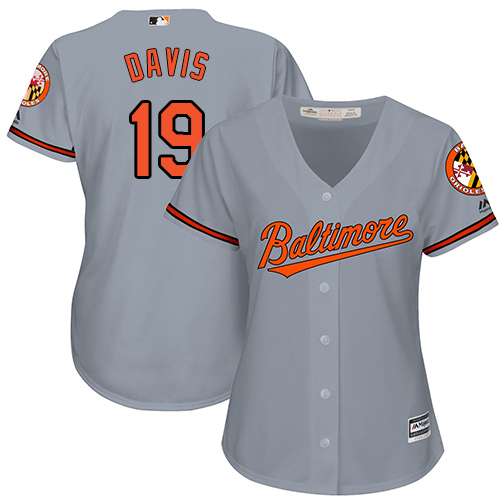 Women's Majestic Baltimore Orioles #19 Chris Davis Replica Grey Road Cool Base MLB Jersey
