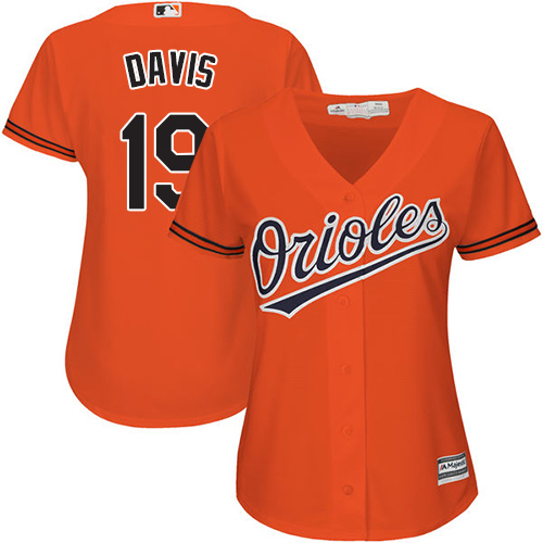 Women's Majestic Baltimore Orioles #19 Chris Davis Authentic Orange Alternate Cool Base MLB Jersey