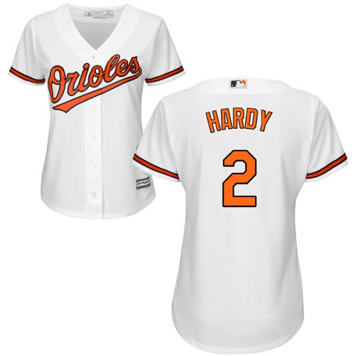 Women's Majestic Baltimore Orioles #2 J.J. Hardy Authentic White Home Cool Base MLB Jersey