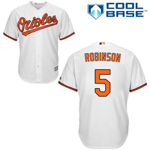 Youth Majestic Baltimore Orioles #5 Brooks Robinson Authentic White Home Cool Base MLB Jersey