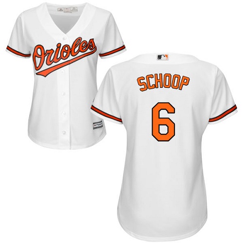 Women's Majestic Baltimore Orioles #6 Jonathan Schoop Replica White Home Cool Base MLB Jersey
