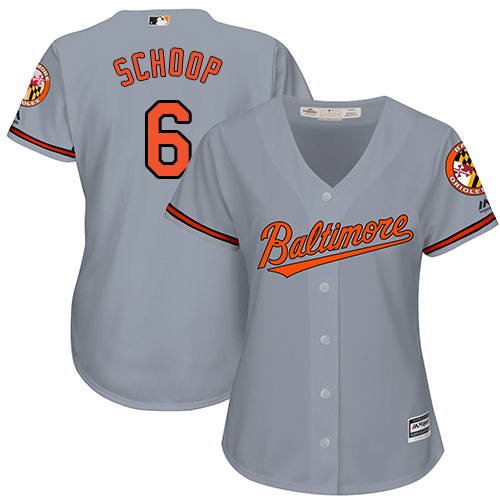 Women's Majestic Baltimore Orioles #6 Jonathan Schoop Authentic Grey Road Cool Base MLB Jersey