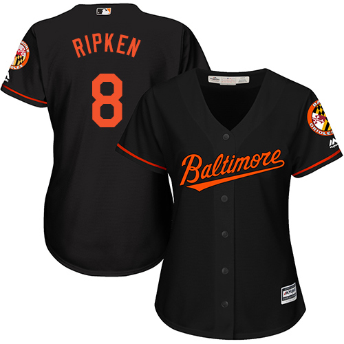 Women's Majestic Baltimore Orioles #8 Cal Ripken Authentic Black Alternate Cool Base MLB Jersey