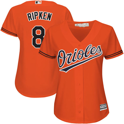 Women's Majestic Baltimore Orioles #8 Cal Ripken Authentic Orange Alternate Cool Base MLB Jersey