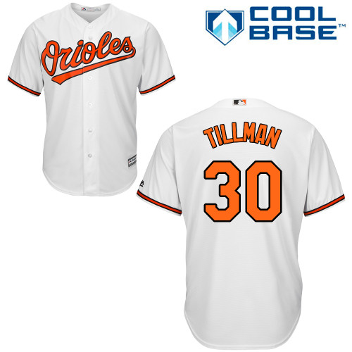 Youth Majestic Baltimore Orioles #30 Chris Tillman Authentic White Home Cool Base MLB Jersey