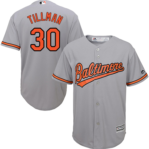 Youth Majestic Baltimore Orioles #30 Chris Tillman Authentic Grey Road Cool Base MLB Jersey
