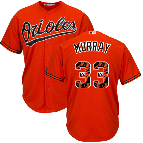 Men's Majestic Baltimore Orioles #33 Eddie Murray Authentic Orange Team Logo Fashion Cool Base MLB Jersey