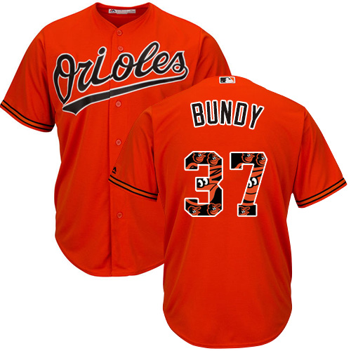 Men's Majestic Baltimore Orioles #37 Dylan Bundy Authentic Orange Team Logo Fashion Cool Base MLB Jersey
