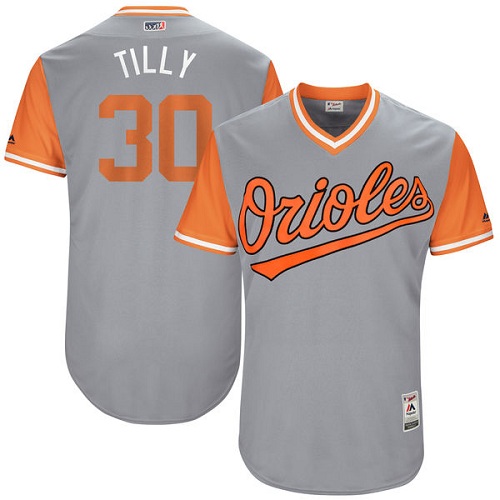 Men's Majestic Baltimore Orioles #30 Chris Tillman "Tilly" Authentic Gray 2017 Players Weekend MLB Jersey