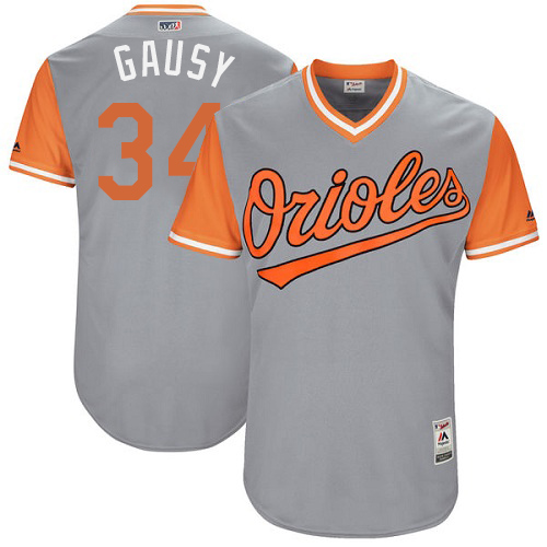 Men's Majestic Baltimore Orioles #39 Kevin Gausman "Gausy" Authentic Gray 2017 Players Weekend MLB Jersey